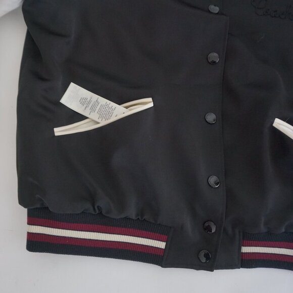 Coach New York Black Pink Floral Reversible Button Up Varsity Bomber Jacket M - Picture 7 of 15